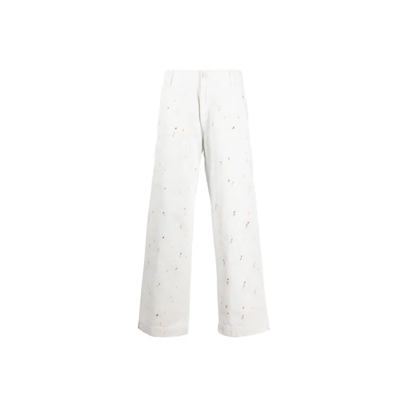 EMPORIO ARMANI Paint Splatter-Detailed Straight Leg Jeans-0