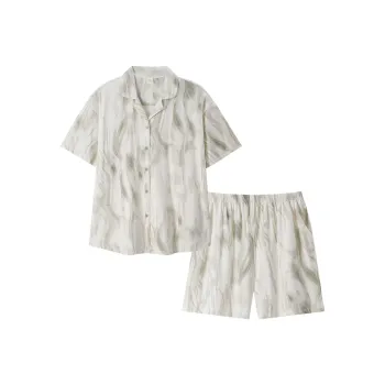Sha Qian Pajama Set Women's Ivory White