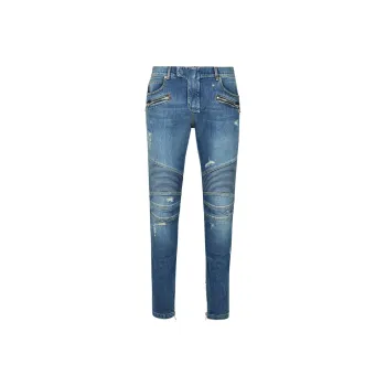 BALMAIN Low Rise Distressed Jeans