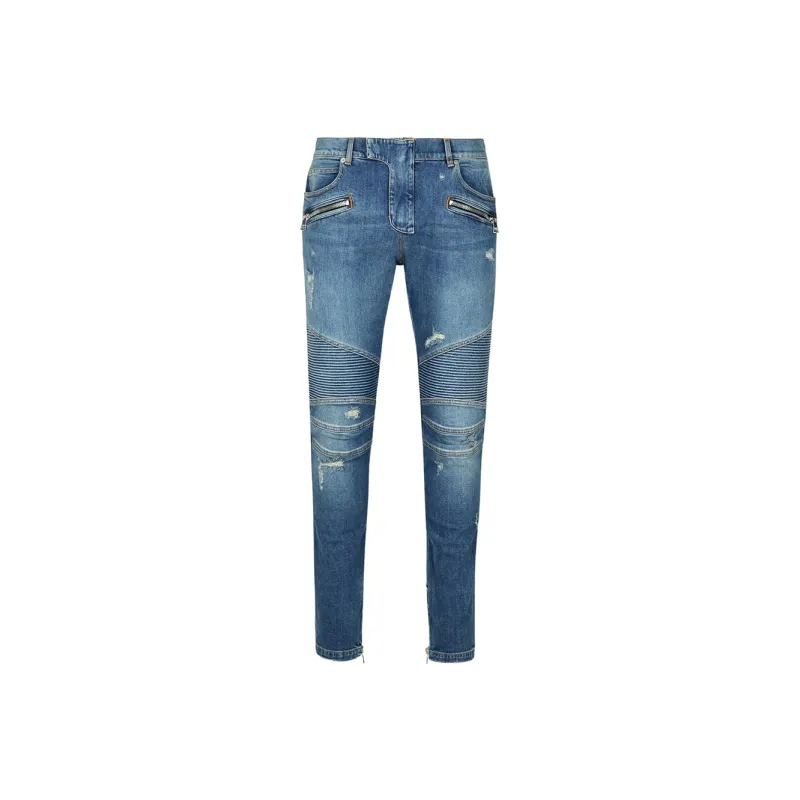 BALMAIN Low Rise Distressed Jeans-0
