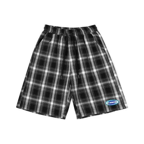BIRDTALK Casual Shorts Unisex Black White Plaid