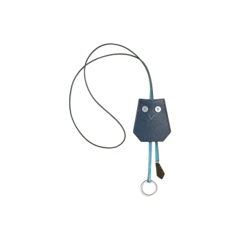 HERMES Clochette Calfskin Bag Charm Bag Accessory Unisex Marine Blue