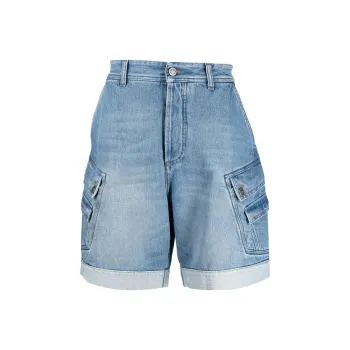 BALMAIN Denim Shorts Men Blue