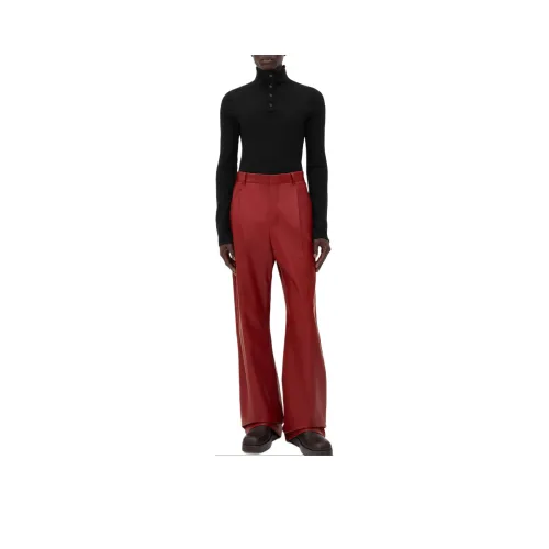 Bottega Veneta FW24 Leather Pants Men's Red Wood Color