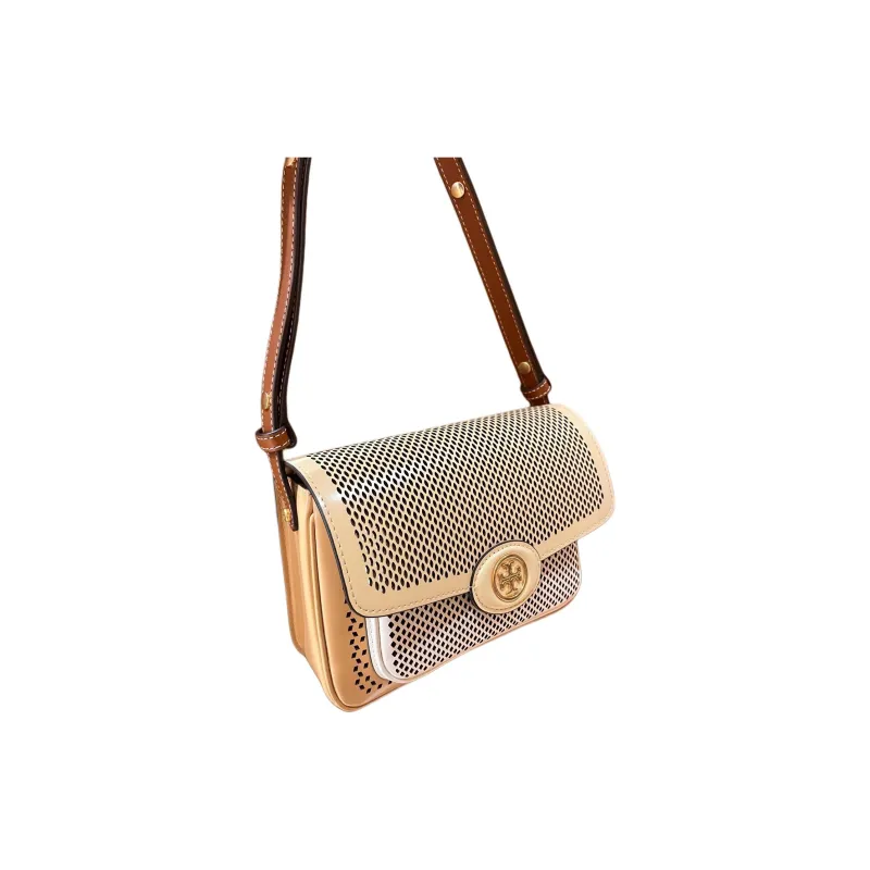 TORY BURCH Robinson Leather Small Square Bag, Crossbody Bag, Shoulder Bag Trumpets Women's Brown-1