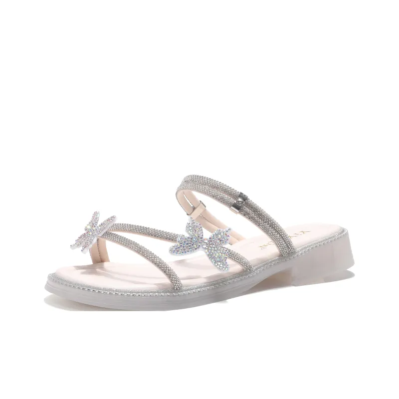 Take The Qin Rubber Sole Slip Resistant Slide Slippers Women's Beige Gift Box Set-9