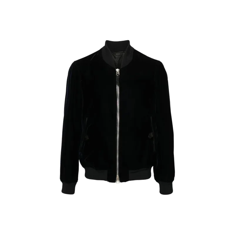 TOM FORD Velvet Long Sleeved Bomber Jacket-0