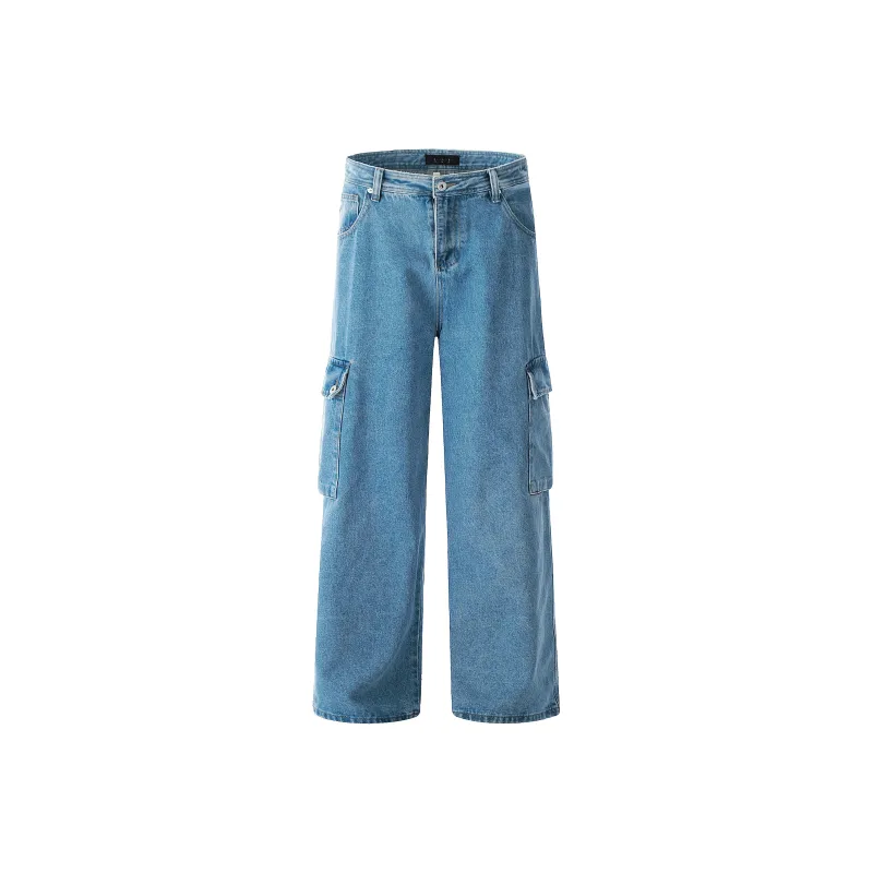 HEIYIXIANSHENG Cargo Pants Unisex Blue-0