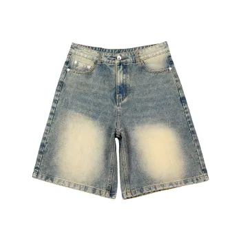 PASET Denim Shorts Men Vintage Blue