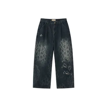 WULISHAONIAN Jeans Unisex Dark Blue