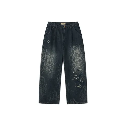 WULISHAONIAN Jeans Unisex Dark Blue