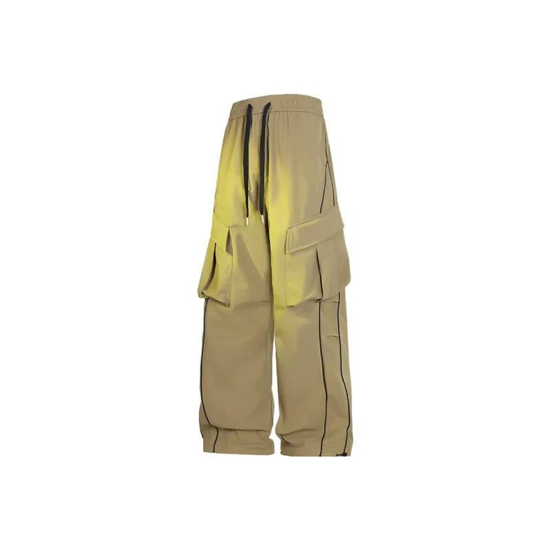 Outdoor Solid Color Large Pocket Windproof Relaxed Bootcut Cargo Pants Unisex-5