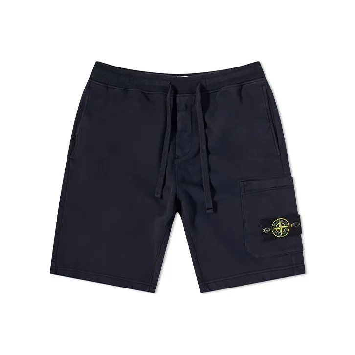 STONE ISLAND 64651 Cotton Fleece Garment Dyed Shorts-0