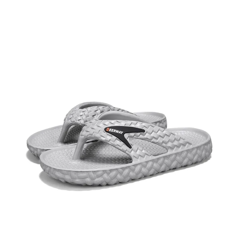 DEERWAY Abrasion Resistant Slip Resistant Quick Dry Flip Flops Men's Gray-3