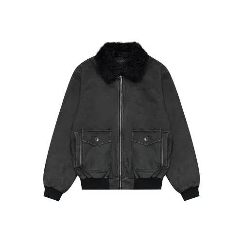 False Perception Leather Jacket Unisex Washed Black