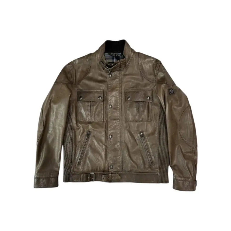 Belstaff Leather Jacket Men's Bronze-0