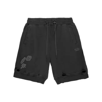 C2H4 Patched Ruin Distressed Sweat Shorts