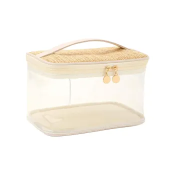 Sweet Pillow House Chanel Inspired Large Capacity PVC Straw Woven Portable Travel Bag Makeup Bags