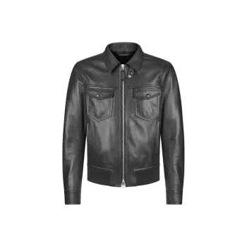 TF SS25 Leather Jacket Men's Black