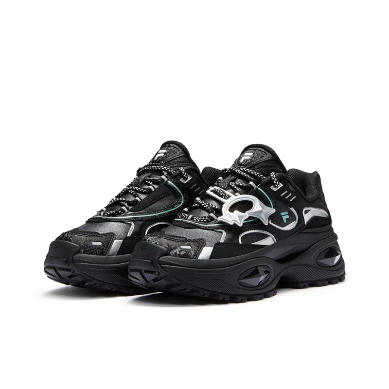 FILA FUSION BIANCO III Low Top Chunky Sneakers Women's Black Silver-1