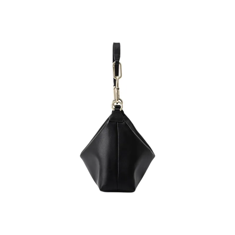 FION Cow Leather Shoulder Bag Regular Women's Classic Black-5