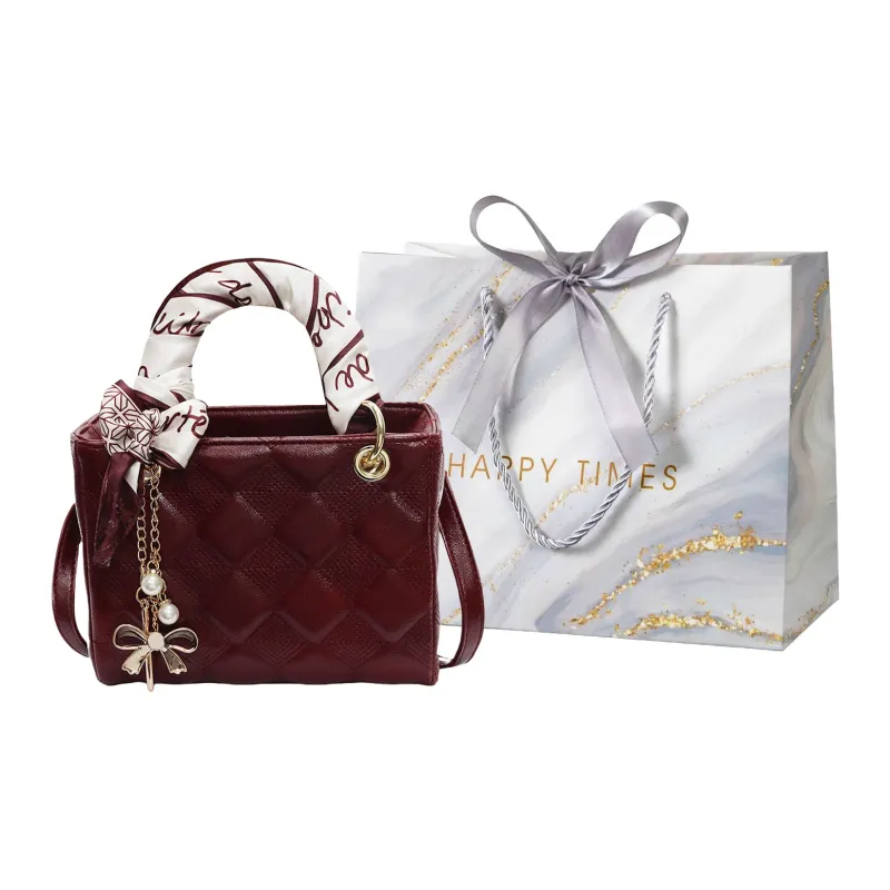 Miss Angel PU Crossbody Bag, Handbag Women's Black/White/Burgundy-15