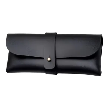 ALOENEY Leather Eyeglass Pouch Large Size Unisex Black/White