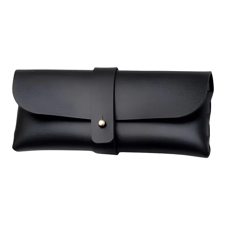 ALOENEY Leather Eyeglass Pouch Large Size Unisex Black/White-0