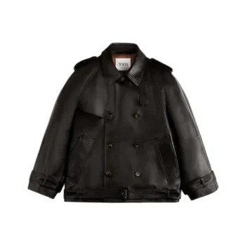 TOD'S Short Leather Trench Coat