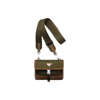 PRADA Recycled Polyamide Cell Phone Pouch Regular Unisex Musk With Cocoa