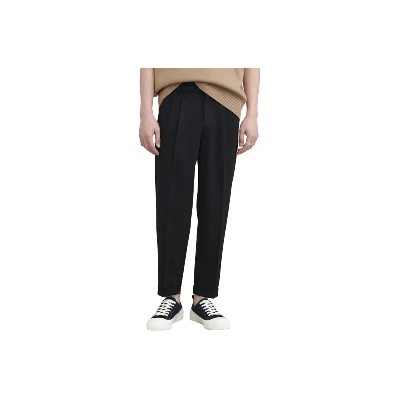 A.B.X Hidden Four Button Elastic Waistband Casual Pants Men's-0
