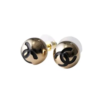 CHANEL Metal Ball Stud Earrings Women's Gold