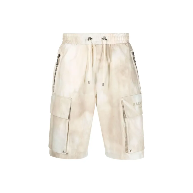 BALMAIN Faded effect Cotton Cargo Shorts-2