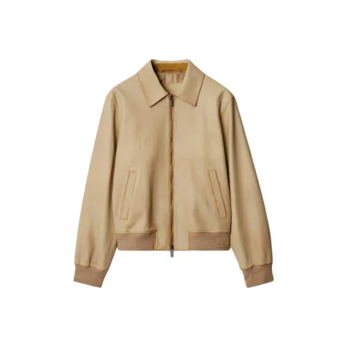 Burberry Zip Up Leather Bomber Jacket