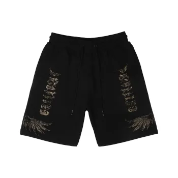 TCH Popular Classic Angel Wings Feather Print With Hot Stamped Rhinestones Sports Casual Shorts Unisex