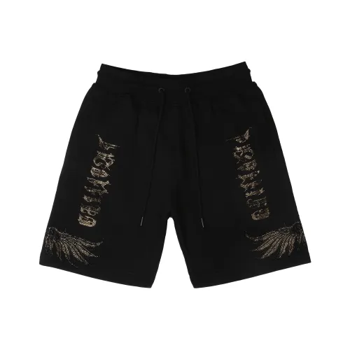 TCH Popular Classic Angel Wings Feather Print With Hot Stamped Rhinestones Sports Casual Shorts Unisex