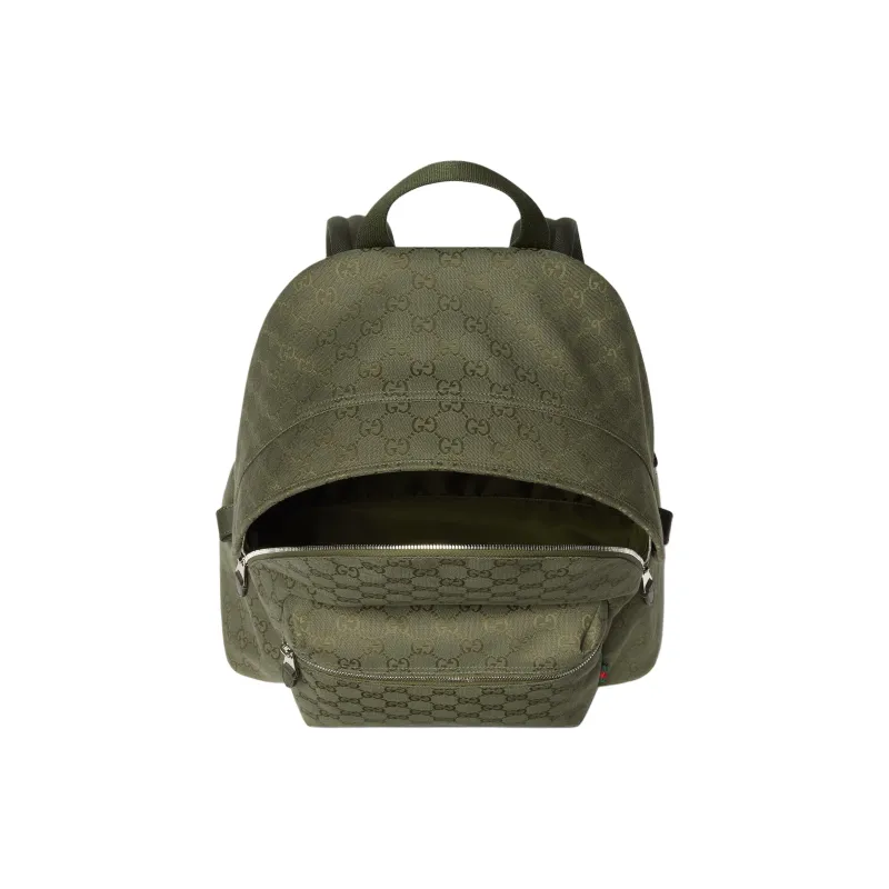 GUCCI Canvas Backpack Medium Size Men's Forest Green-4