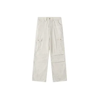 ELCORO Cargo Pants Unisex Distressed White