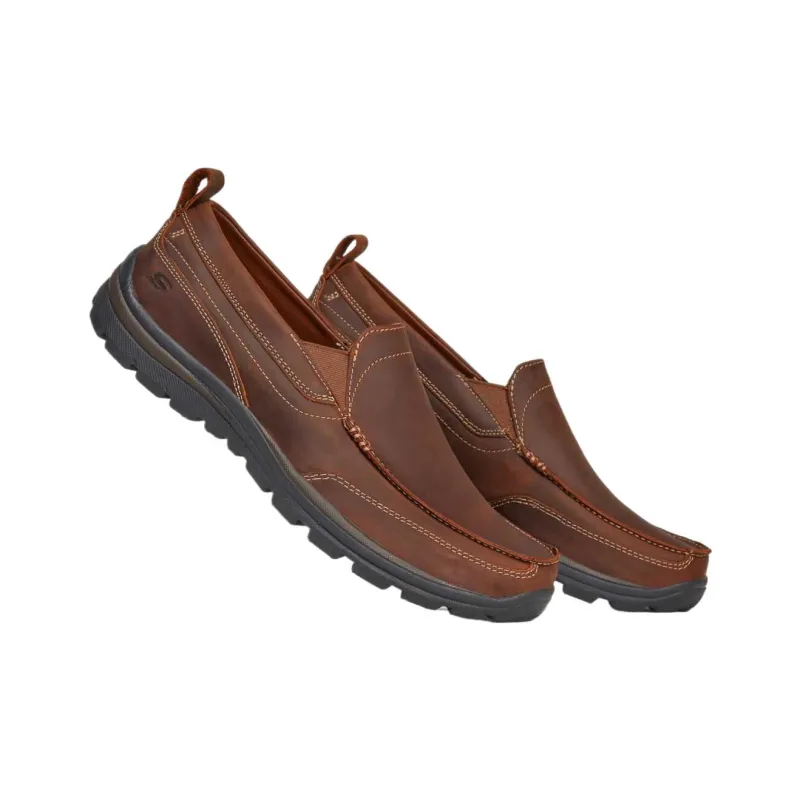 Skechers Relaxed Fit Low Top Casual Shoes Men's Brown-2