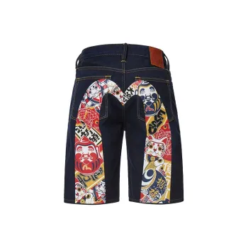 EVISU Denim Shorts Men Denim Blue
