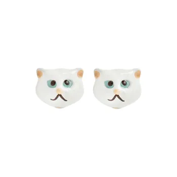 LES NEREIDES Gold Plated Stud Earrings Women's White
