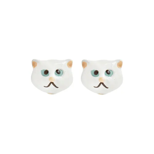 LES NEREIDES Gold Plated Stud Earrings Women's White