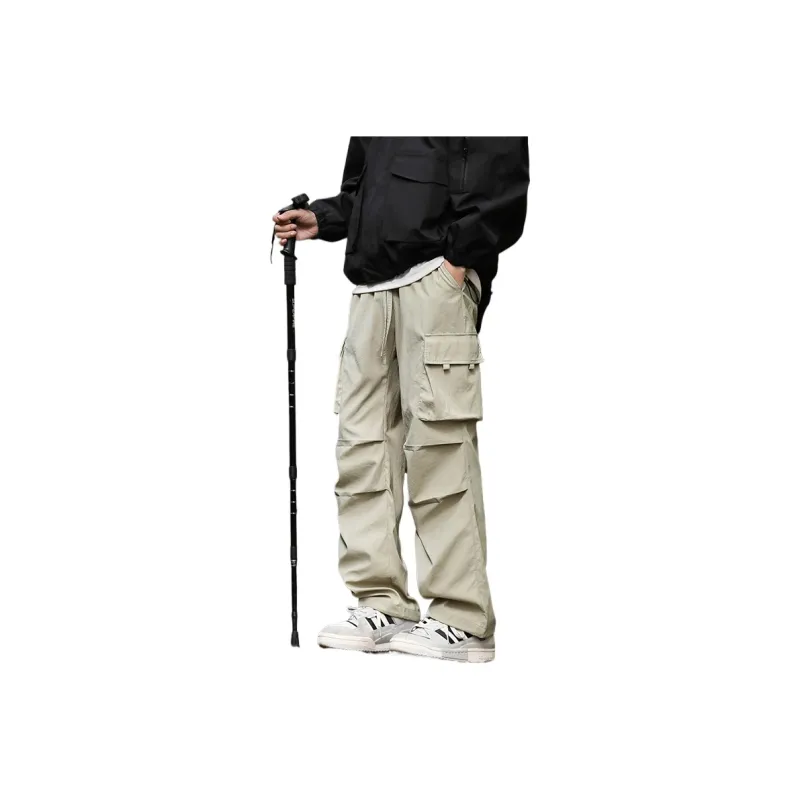 NOME Pleated Lace Up Straight Fit Wide Leg Pants Unisex-5