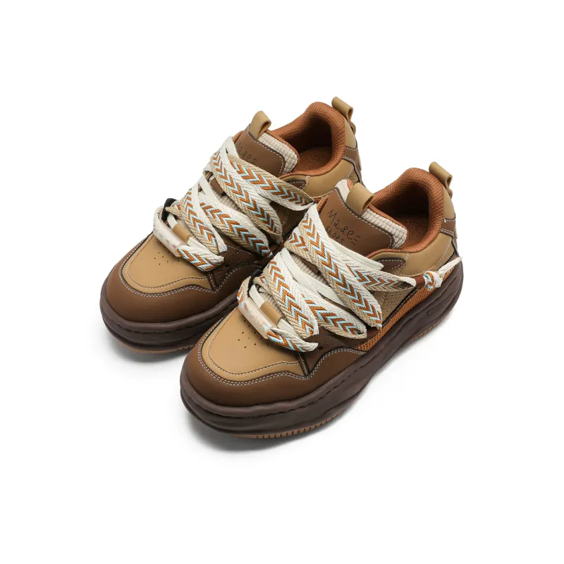 Hip Speed Height Increasing Low Top Skateboard Shoes Unisex Dark Brown-3