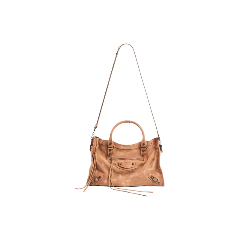 Balenciaga Le City Cow Leather Handbag Medium Size Women's Camel-1