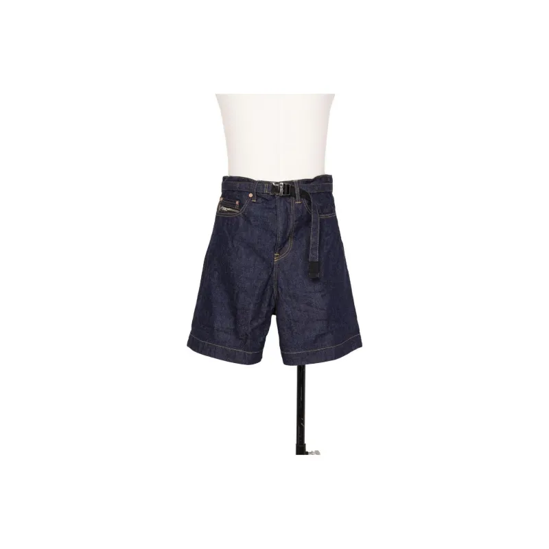 Sacai High-rise Straight-leg Denim Shorts-0