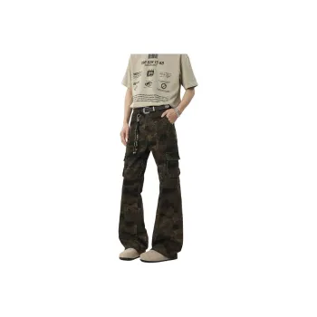 BEAR UNION Cargo Pants Unisex Green Camouflage
