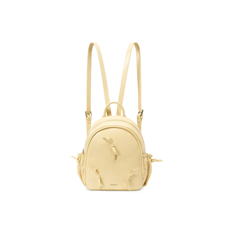 ONE TIME Synthetic Leather Backpack Regular Women's Black/Yellow Cream/Orchid Pink-8