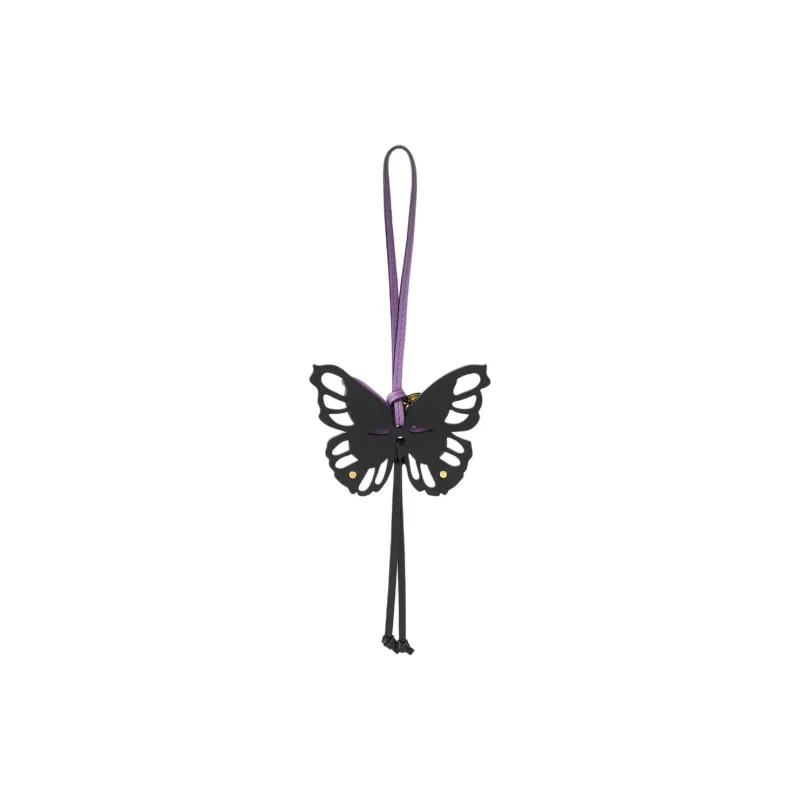 VERSACE Cow Leather Bag Charm Bag Merch Women's Black & Purple-1