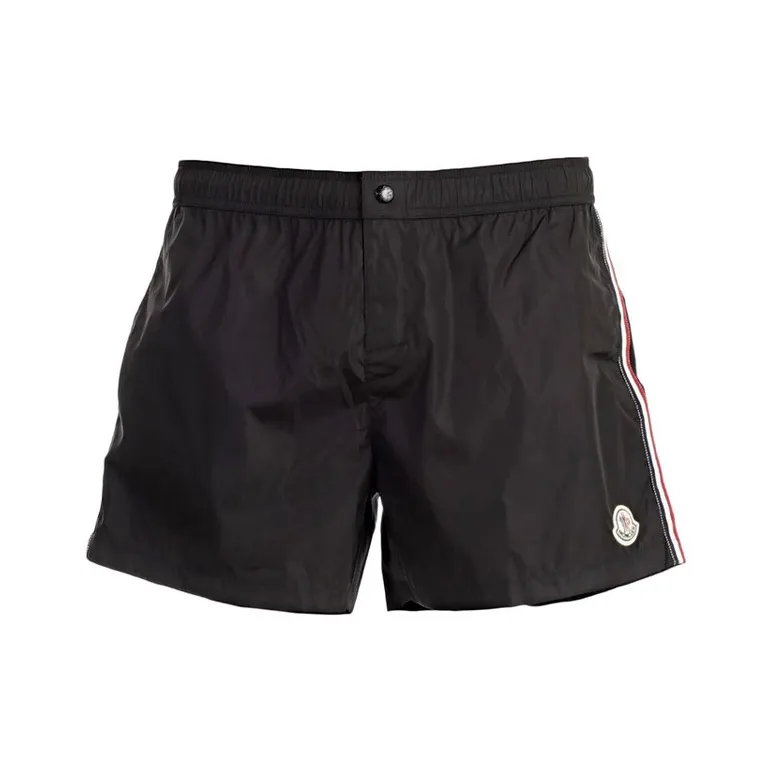 Moncler Logo Patch Stripe Detailed Swim Shorts-0